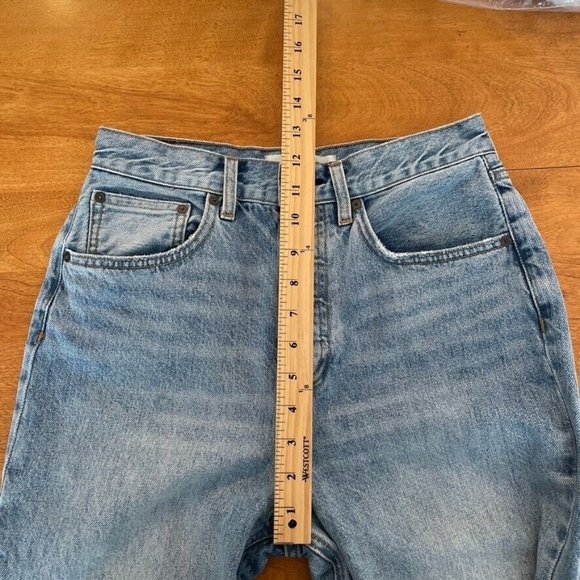 Denim Forum Joni High Rise Loose Jeans Light Wash Knee Holes Distressed - Picture 7 of 12